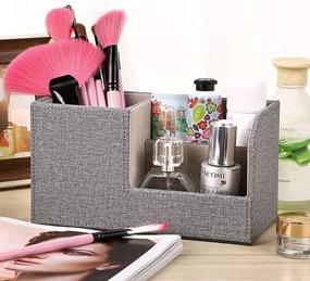 img 3 attached to 🗄️ BTSKY Desk Pen Pencil Holder: Multi-function Leather Storage Box for Desk Organization – Pen/Pencil, Cell phone, Business Name Cards & Remote Control Holder