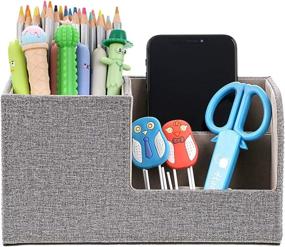 img 4 attached to 🗄️ BTSKY Desk Pen Pencil Holder: Multi-function Leather Storage Box for Desk Organization – Pen/Pencil, Cell phone, Business Name Cards & Remote Control Holder