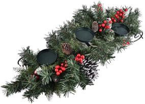 img 3 attached to 🎄 Artificial Evergreen Holiday Small Christmas 3 Candle Pine Holder Centerpiece - Festive Christmas Decorations for Dining Table Clearance (Candles not Included)