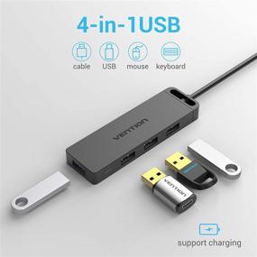 img 3 attached to 🔌 VENTION Ultra-Slim USB 3.0 Hub, 4-Port Data Splitter with Charging Support for MacBook, Laptop, PS4, and More