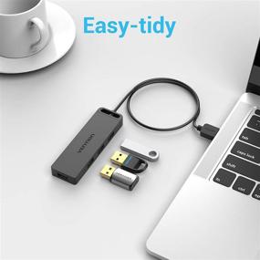img 2 attached to 🔌 VENTION Ultra-Slim USB 3.0 Hub, 4-Port Data Splitter with Charging Support for MacBook, Laptop, PS4, and More