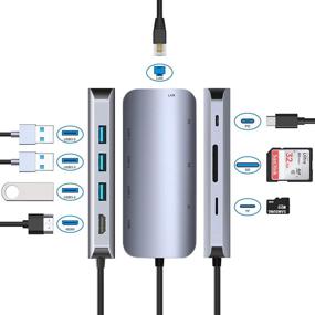 img 1 attached to 🔌 Vilcome 8-в-1 адаптер USB C Hub: 4K HDMI, считыватель карт SD/TF, Ethernet, 3 порта USB 3.0, 87W энергопостачання - MacBook Pro, iPad Pro 2019/2018, Pixelbook, XPS и другие