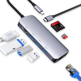 img 4 attached to 🔌 Vilcome 8-в-1 адаптер USB C Hub: 4K HDMI, считыватель карт SD/TF, Ethernet, 3 порта USB 3.0, 87W энергопостачання - MacBook Pro, iPad Pro 2019/2018, Pixelbook, XPS и другие