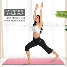 img 1 attached to 🩳 HISKYWIN Inner Pocket Yoga Pants - 4-Way Stretch, Tummy Control Workout Running Pants, Long Bootleg Flare Pants