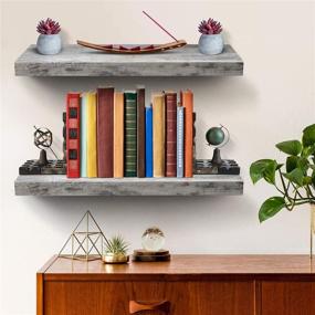 img 1 attached to 📸 Sorbus Floating Shelf — Decorative Wall Shelves — Ideal for Trophy Display, Picture Frames — Extended 24 Inch Length (Grey Wood)