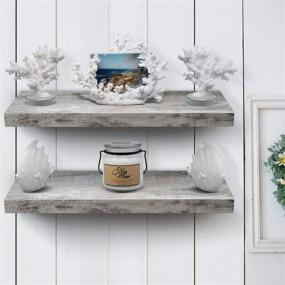 img 3 attached to 📸 Sorbus Floating Shelf — Decorative Wall Shelves — Ideal for Trophy Display, Picture Frames — Extended 24 Inch Length (Grey Wood)