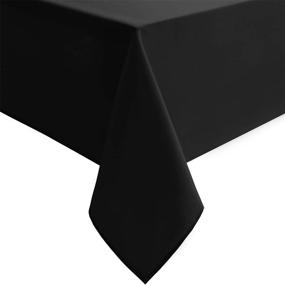 img 4 attached to 🌊 Waterproof & Wrinkle Resistant Black Rectangle Tablecloth - 54 x 80 Inch - Washable Fabric Table Cloth for Dining, Party and Outdoor Use