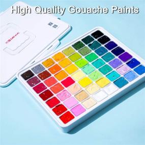 img 1 attached to 🎨 MIYA Gouache Paint Set: 56 Colors x 30ml Unique Jelly Cups in a Carrying Case for Artists & Students