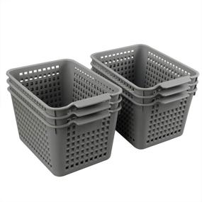 img 4 attached to 📦 Ggbin Grey Woven Plastic Storage Baskets Organizer, 6-Pack