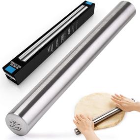 img 4 attached to 🍕 Zulay Kitchen 15-Inch Professional Stainless Steel Rolling Pin - Lightweight French Rolling Pin for Baking, Fondant, Pizza Dough, Dumpling, and More