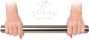 img 2 attached to 🍕 Zulay Kitchen 15-Inch Professional Stainless Steel Rolling Pin - Lightweight French Rolling Pin for Baking, Fondant, Pizza Dough, Dumpling, and More