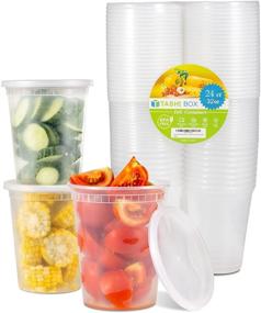 img 4 attached to 🍱 Tashibox 32 oz-24 Sets, Plastic Food Storage Containers with Airtight Lids, Freezer Friendly, Microwavable Soup Containers