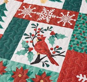 img 1 attached to Full/Queen Size Red Green Christmas Plaid Quilts: Soft Lightweight Reversible Snowflake Christmas Tree Bedspread Coverlet with Bird Print; Xmas Plaid Patchwork Bedding Set Including Pillow Shams