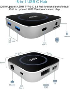 img 3 attached to 🔌 USB C Hub Multiport Adapter - 8 in 1 with Ethernet Port/Display Port, 4K@60hz HDMI/DP, USB 3.0, Earphone, TF Card Reader