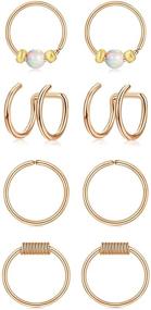 img 4 attached to QWALIT Nose Rings: Small Thin Hoops for Women in 22g, 20g, and 18g Sizes