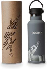 img 4 attached to 🚱 Rockay Recycled Stainless Steel Water Bottle- 500ml - Sleek Grey Design