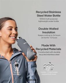 img 3 attached to 🚱 Rockay Recycled Stainless Steel Water Bottle- 500ml - Sleek Grey Design