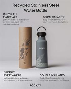 img 2 attached to 🚱 Rockay Recycled Stainless Steel Water Bottle- 500ml - Sleek Grey Design