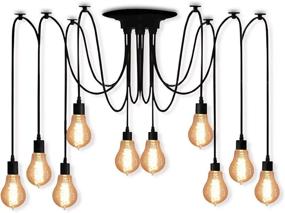 img 3 attached to 🕷️ Versatile 10-Arm Industrial Ceiling Spider Lamp with Retro E26 Edison Bulbs - Adjustable DIY Modern-Chic Pendant Lighting for Bedroom, Dining, Living Room, Kitchen, Coffee Shop (2m Wire)