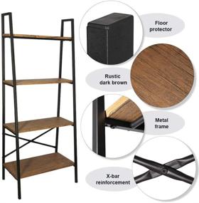 img 2 attached to 📚 Blissun 4-Tier Ladder Shelf: Stylish Hazelnut Brown Bookshelf & Storage Rack for Office, Bathroom, Living Room