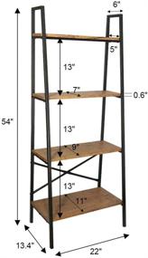 img 3 attached to 📚 Blissun 4-Tier Ladder Shelf: Stylish Hazelnut Brown Bookshelf & Storage Rack for Office, Bathroom, Living Room