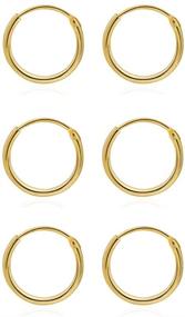 img 4 attached to 💎 EGOO&YAMEE Sterling Silver Cartilage Hoop Earrings for Women - Hypoallergenic Huggie Earring Endless Small Hoop Earrings Set, 3 Pairs Tragus Earrings (8mm/10mm/12mm)