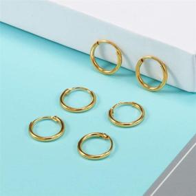 img 2 attached to 💎 EGOO&YAMEE Sterling Silver Cartilage Hoop Earrings for Women - Hypoallergenic Huggie Earring Endless Small Hoop Earrings Set, 3 Pairs Tragus Earrings (8mm/10mm/12mm)