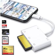 📸 denicmic sd cf card reader for iphone ipad - 6 in 1 compact flash reader with charging port - camera memory card reader compatible with sd, sdhc, sdxc, xd, tf cards - camera accessories logo