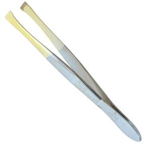 img 2 attached to 💫 Camila Solingen CS31 3.5" Gold Tipped, Surgical Grade, German Stainless Steel Tweezers (Straight) - Perfect for Precise Facial Hair and Eyebrow Shaping and Removal for Men and Women