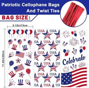 img 3 attached to 🎆 Whaline 150Pcs Patriotic Cello Bag Set: 3 Style Candy Cellophane Bags with Red Twist Tie, Ideal 4th of July Gifts, Party Favors, and Treat Bags for Sports Events and Independence Day Party Table Settings