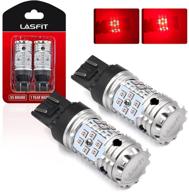 🔴 enhance safety with lasfit red 7443 7444 canbus ready anti hyper flash led brake tail light bulb – error-free, plug and play (2pcs) logo