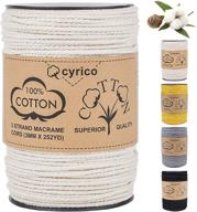 🧵 3mm x 260 yards macrame cord - natural cotton rope for wall hanging, plant hangers, gift wrapping, wedding decorations - 100% cotton macrame string with 3 strands twisted design logo