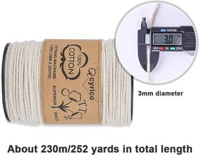 img 2 attached to 🧵 3mm x 260 Yards Macrame Cord - Natural Cotton Rope for Wall Hanging, Plant Hangers, Gift Wrapping, Wedding Decorations - 100% Cotton Macrame String with 3 Strands Twisted Design