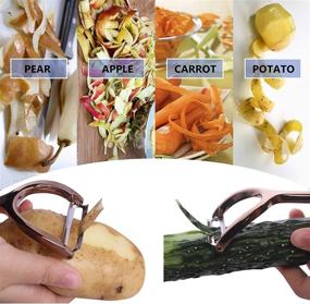 img 3 attached to Y-Shaped Stainless Steel Peeler Set: Effortlessly Peel Potatoes, Vegetables, Apples & More with Non-Slip Handle and Sharp Blade - Brown