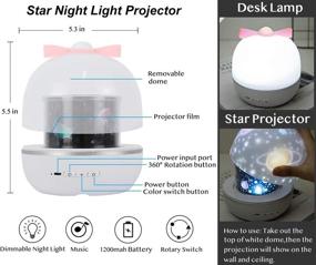 img 1 attached to Kids Night Light Projector, Howap Starry Night Light with 360-Degree Rotating Color Changing Desk Lamp, Built-in Song, Carousel, Space, Star, Sea, Birthday and Rose Themes - Perfect for Kids, Bedroom, Party