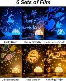 img 3 attached to Kids Night Light Projector, Howap Starry Night Light with 360-Degree Rotating Color Changing Desk Lamp, Built-in Song, Carousel, Space, Star, Sea, Birthday and Rose Themes - Perfect for Kids, Bedroom, Party