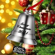 🔔 2021 annual large silver christmas bell ornament - merry christmas bell ornaments engraved with red ribbon hanging xmas joy believe sign for christmas tree, fireplace and wall decoration логотип