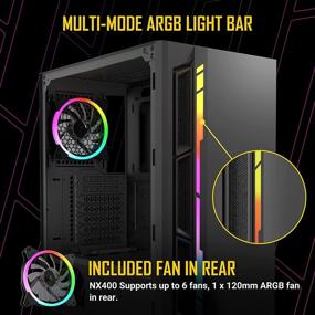 img 3 attached to Корпус для игр Antec NX400 - Mid-Tower ATX, боковая панель из закаленного стекла 🎮, передняя панель с LED-полоской, поддержка радиатора 360 мм, включает 1 вентилятор ARGB 120 мм.