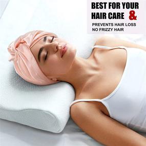 img 1 attached to 🌙 6-Piece Silk Hair Bonnet & Scrunchy Set for Sleeping - Soft Silk Hair Wrap, Sleep Cap & Ponytail Holder Combo (Pink, Black, Rose Gold)