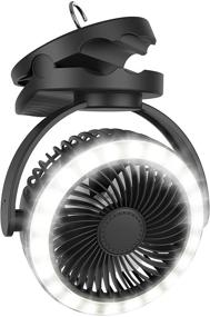 img 4 attached to 🔋 SLENPET 6 Inch Camping Fan with 22 Bright Lights, 40H Working Time, Rechargeable Clip-on Fan, 2-6H Three Levels Time Setting, 4 Speeds Adjustment – Black