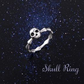 img 1 attached to 💀 925 Sterling Silver Gothic Skull Vintage Antique Style Biker Cocktail Party Ring - Death Rock and Roll Halloween Jewelry, Size 5-10