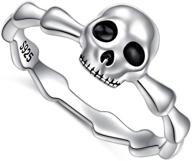 💀 925 sterling silver gothic skull vintage antique style biker cocktail party ring - death rock and roll halloween jewelry, size 5-10 logo