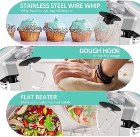 img 2 attached to 🍲 FIMEI Stand Mixer: 5.5 Qt Food Mixer with Stainless Steel Bowl, 6-Speed, Tilt-Head, Dough Hook, Beater, Whisk - Lower Noise, Anti-Slip (Silver)