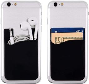 img 1 attached to 📱 Universal Silicone Stick-On Cell Phone Card Holder Wallet - Grey White Black, Ideal for iPhone, Android & Other Flat Surfaces. Perfect for Credit Cards, Business Cards, Cash & ID (SEO optimized)