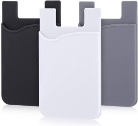 img 4 attached to 📱 Universal Silicone Stick-On Cell Phone Card Holder Wallet - Grey White Black, Ideal for iPhone, Android & Other Flat Surfaces. Perfect for Credit Cards, Business Cards, Cash & ID (SEO optimized)