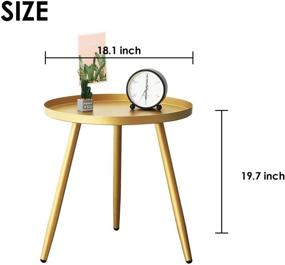 img 3 attached to 🌟 Gold Round Metal Side Table for Indoor or Outdoor Use - Anti-Rust & Waterproof Nightstand/Sofa Table, Outdoor Side Table Round, Accent Coffee Table (Gold3)