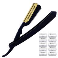 🪒 astor aspen straight razor - dependable and secure barber razor handle and straight razor with gold plated swing and lock for an impeccably smooth shave - compatible with straight razor blades. includes one blade logo