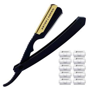 img 4 attached to 🪒 Astor Aspen Straight Razor - Dependable and Secure Barber Razor Handle and Straight Razor with Gold Plated Swing and Lock for an Impeccably Smooth Shave - Compatible With Straight Razor Blades. Includes One Blade