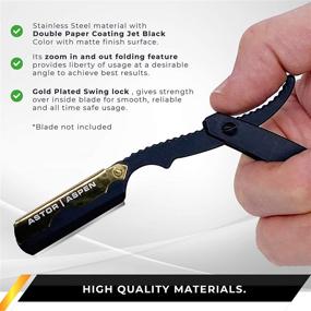 img 1 attached to 🪒 Astor Aspen Straight Razor - Dependable and Secure Barber Razor Handle and Straight Razor with Gold Plated Swing and Lock for an Impeccably Smooth Shave - Compatible With Straight Razor Blades. Includes One Blade