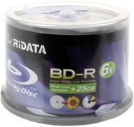 📀 ridata bd-r 6x 25gb blu-ray media: white inkjet hub printable disc, pack of 50 - high-quality, long-lasting storage solution logo